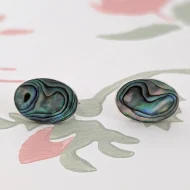 Vintage Sterling Silver Abalone Shell Screw Back Earrings - Image 2