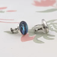 Vintage Sterling Silver Abalone Shell Screw Back Earrings - Image 4
