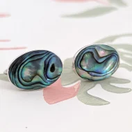 Vintage Sterling Silver Abalone Shell Screw Back Earrings - Image 8