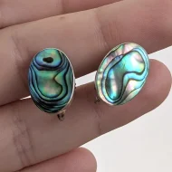 Vintage Sterling Silver Abalone Shell Screw Back Earrings - Image 9