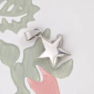 Sterling Silver Puffy Star Pendant Charm 925 - Image 8