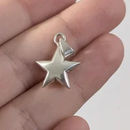 Sterling Silver Puffy Star Pendant Charm 925 - Image 2