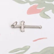 Vintage Sterling Silver Small Cross Pendant Charm - Image 6