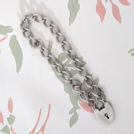 Vintage Sterling Silver Heart Padlock Charm Bracelet Hallmarked - Image 2