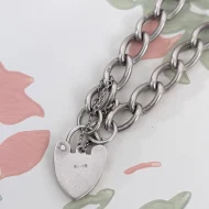 Vintage Sterling Silver Heart Padlock Charm Bracelet Hallmarked - Image 7