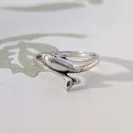Vintage Sterling Silver Dolphin Swimming Ring Crossover Band - Image 5