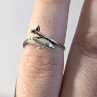 Vintage Sterling Silver Dolphin Swimming Ring Crossover Band - Image 3