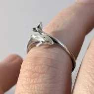 Vintage Sterling Silver Dolphin Swimming Ring Crossover Band - Image 4