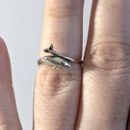 Vintage Sterling Silver Dolphin Swimming Ring Crossover Band - Image 2