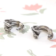 Vintage Silver Wire Chunky Hoop Earrings Brutalist Modernist Handmade Heavy - Image 7