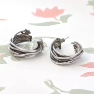Vintage Silver Wire Chunky Hoop Earrings Brutalist Modernist Handmade Heavy - Image 8