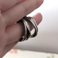 Vintage Silver Wire Chunky Hoop Earrings Brutalist Modernist Handmade Heavy - Image 3