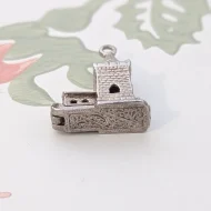 Vintage Silver Old Church Charm Opens Wedding Marriage Pendant - Image 4