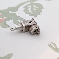 Vintage Silver Old Church Charm Opens Wedding Marriage Pendant - Image 6