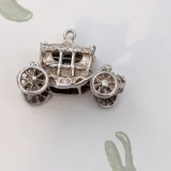 Vintage Silver Carriage Charm Pendant Princess Cinderella - Image 2