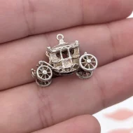 Vintage Silver Carriage Charm Pendant Princess Cinderella - Image 6