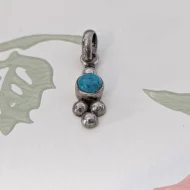 Vintage Sterling Silver Turquoise Minimalist Pendant - Image 3