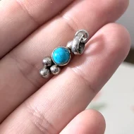 Vintage Sterling Silver Turquoise Minimalist Pendant - Image 8