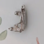 Vintage Silver Owl and Cat Boat Charm Pendant Unusual Unique - Image 5