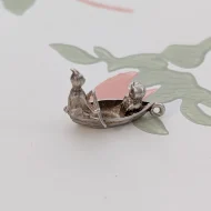 Vintage Silver Owl and Cat Boat Charm Pendant Unusual Unique - Image 9