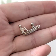 Vintage Silver Owl and Cat Boat Charm Pendant Unusual Unique - Image 6