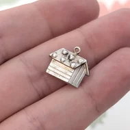 Vintage Silver Hollow Chalet Charm Pendant - Image 3