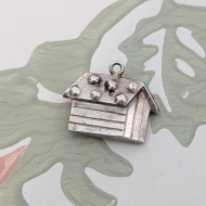 Vintage Silver Hollow Chalet Charm Pendant - Image 4