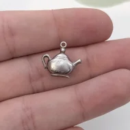 Vintage Silver Hollow Teapot Charm Pendant - Image 2