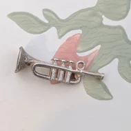 Vintage Silver Trumpet Pendant Charm - Image 2