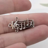 Vintage Silver Music Note Charm Sheet Pendant - Image 2