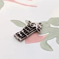 Vintage Silver Music Note Charm Sheet Pendant - Image 5