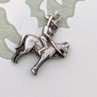 Vintage Silver Horse Rider Charm Hunt Pendant - Image 5