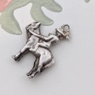 Vintage Silver Horse Rider Charm Hunt Pendant - Image 3