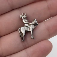 Vintage Silver Horse Rider Charm Hunt Pendant - Image 4