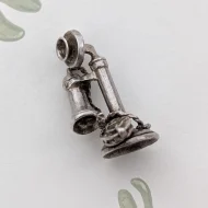 Vintage Silver Old Telephone Charm Pendant - Image 2