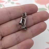 Vintage Silver Old Telephone Charm Pendant - Image 5