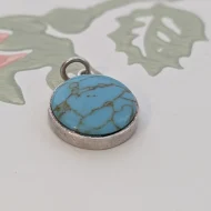 Sterling Silver Howlite Round Circle Pendant Minimalist - Image 5