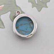 Sterling Silver Howlite Round Circle Pendant Minimalist - Image 3