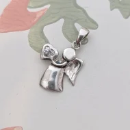 Sterling Silver CZ Angel Pendant Charm - Image 2