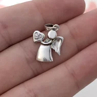 Sterling Silver CZ Angel Pendant Charm - Image 6