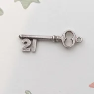 Vintage Sterling Silver 21st Birthday Key Charm Pendant - Image 4