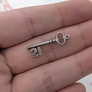 Vintage Sterling Silver 21st Birthday Key Charm Pendant - Image 5