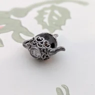 Vintage Sterling Silver Nuvo Teapot Glass Charm Pendant - Image 3