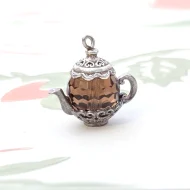 Vintage Sterling Silver Nuvo Teapot Glass Charm Pendant - Image 5