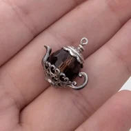 Vintage Sterling Silver Nuvo Teapot Glass Charm Pendant - Image 6