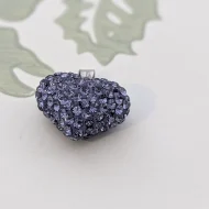 Sterling Silver Purple CZ Puffy Heart Pendant Sparkly - Image 4