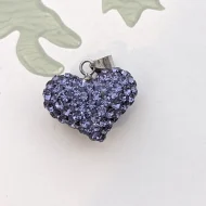 Sterling Silver Purple CZ Puffy Heart Pendant Sparkly - Image 5