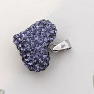 Sterling Silver Purple CZ Puffy Heart Pendant Sparkly - Image 6