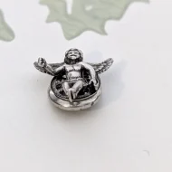 Vintage Silver Cherub Pin Angel Whimsy - Image 2