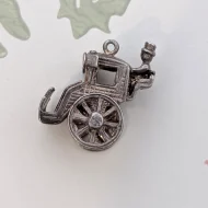 Vintage Silver Carriage Charm Pendant Moves - Image 2